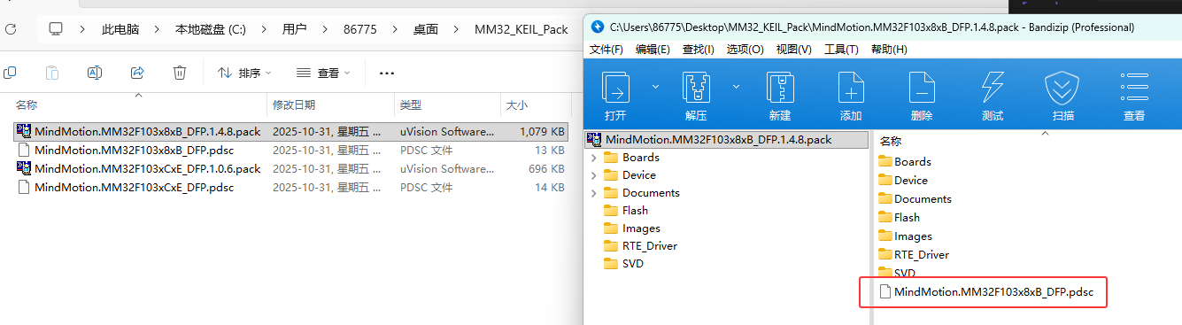 pack 包内 pdsc 文件存在重名 family